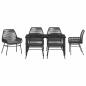 Preview: 7-teiliges Garten-Essset mit Kissen Schwarz Poly-Rattan
