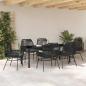 Preview: 7-teiliges Garten-Ess-Set mit Kissen, schwarzes Poly-Rattan