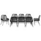 Preview: 9-teiliges Garten-Esstisch-Set mit Kissen Schwarz Poly-Rattan