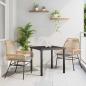 Preview: ARDEBO.de - 3-teiliges Garten-Ess-Set mit Kissen Braun Poly-Rattan