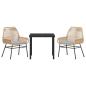 Preview: 3-teiliges Garten-Ess-Set mit Kissen Braun Poly-Rattan