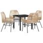 Preview: 5-teiliges Garten-Essset mit Kissen Braun Poly-Rattan