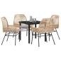 Preview: 5-teiliges Garten-Essset mit Kissen Braun Poly-Rattan