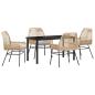 Preview: 5-teiliges Garten-Esszimmer-Set mit Kissen Braun Poly-Rattan