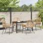 Preview: 5-teiliges Garten-Esszimmer-Set mit Kissen Braun Poly-Rattan