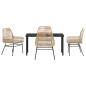 Preview: 5-teiliges Garten-Esszimmer-Set mit Kissen Braun Poly-Rattan