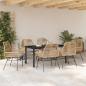 Preview: 7-teiliges Garten-Essset mit Kissen in Braun aus Poly-Rattan