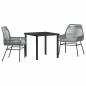 Preview: 3-teiliges Garten-Ess-Set mit Kissen Grau Poly-Rattan