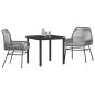 Preview: 3-teiliges Garten-Ess-Set mit Kissen Grau Poly-Rattan