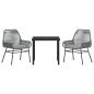 Preview: 3-teiliges Garten-Ess-Set mit Kissen Grau Poly-Rattan