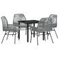 Preview: 5-teiliges Gartendining-Set mit Kissen Grau Poly-Rattan