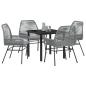 Preview: 5-teiliges Gartendining-Set mit Kissen Grau Poly-Rattan