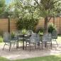 Preview: ARDEBO.de - 7-teiliges Garten-Esszimmer-Set mit Kissen in Grau aus Poly-Rattan