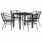 Preview: 5-teiliges Garten-Esszimmer Set Schwarz Poly Rattan