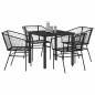 Preview: 5-teiliges Garten-Esszimmer Set Schwarz Poly Rattan
