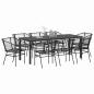 Preview: ARDEBO.de - 9-teiliges Garten-Essset Schwarzes Poly-Rattan