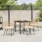 Preview: 5-teiliges Garten-Essset mit Kissen braunem Poly-Rattan