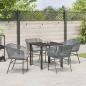 Preview: 5-teiliges Garten-Esszimmer Set mit Kissen Grau Poly Rattan