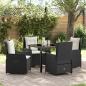 Preview: ARDEBO.de - 5-teiliges Garten-Esstischset schwarzes Poly-Rattan, Gartentisch Schwarz 80x80x73 cm Sicherheitsglas