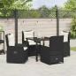 Preview: 5-teiliges Garten-Esstischset schwarzes Poly-Rattan, Gartentisch Schwarz 80x80x73 cm Sicherheitsglas