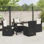 Preview: 5-teiliges Garten Esszimmer Set Schwarz Poly Rattan, Gartentisch Schwarz 140x80x73 cm Sicherheitsglas