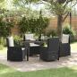 Preview: ARDEBO.de - 5-teiliges Garten-Essgruppe Schwarz Polyrattan, Gartentisch Schwarz 160x80x73 cm Sicherheitsglas