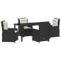 Preview: 5-teiliges Garten-Essgruppe Schwarz Polyrattan, Gartentisch Schwarz 160x80x73 cm Sicherheitsglas