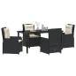 Preview: 5-teiliges Garten-Essgruppe Schwarz Polyrattan, Gartentisch Schwarz 160x80x73 cm Sicherheitsglas