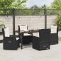 Preview: 5-teiliges Garten-Essgruppe Schwarz Polyrattan, Gartentisch Schwarz 160x80x73 cm Sicherheitsglas