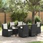 Preview: ARDEBO.de - 7-teiliges Garten Esszimmer Set Schwarz Poly-Rattan, Gartentisch Schwarz 160x80x73 cm Sicherheitsglas