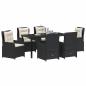 Preview: 7-teiliges Garten Esszimmer Set Schwarz Poly-Rattan, Gartentisch Schwarz 160x80x73 cm Sicherheitsglas