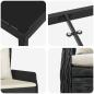 Preview: 7-teiliges Garten Esszimmer Set Schwarz Poly-Rattan, Gartentisch Schwarz 160x80x73 cm Sicherheitsglas