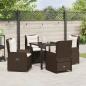 Preview: 5-teiliges Garten Esszimmer Set Braun Poly Rattan, Gartentisch Schwarz 80x80x73 cm Sicherheitsglas