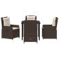 Preview: 5-teiliges Garten Esszimmer Set Braun Poly Rattan, Gartentisch Schwarz 80x80x73 cm Sicherheitsglas