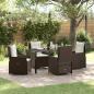 Preview: ARDEBO.de - 5-teiliges Garten Essgruppen-Set Braun Poly Rattan, Gartentisch Schwarz 140x80x73 cm Sicherheitsglas