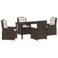 Preview: 5-teiliges Garten Essgruppen-Set Braun Poly Rattan, Gartentisch Schwarz 140x80x73 cm Sicherheitsglas