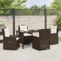 Preview: 5-teiliges Garten Essgruppen-Set Braun Poly Rattan, Gartentisch Schwarz 140x80x73 cm Sicherheitsglas