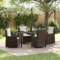 Preview: ARDEBO.de - 5-Teiliges Garten Essgruppe Braun Poly-Rattan, Gartentisch Schwarz 160x80x73 cm Sicherheitsglas
