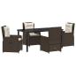 Preview: 5-Teiliges Garten Essgruppe Braun Poly-Rattan, Gartentisch Schwarz 160x80x73 cm Sicherheitsglas