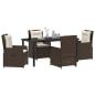 Preview: 5-Teiliges Garten Essgruppe Braun Poly-Rattan, Gartentisch Schwarz 160x80x73 cm Sicherheitsglas