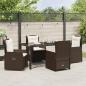 Preview: 5-Teiliges Garten Essgruppe Braun Poly-Rattan, Gartentisch Schwarz 160x80x73 cm Sicherheitsglas