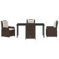 Preview: 5-Teiliges Garten Essgruppe Braun Poly-Rattan, Gartentisch Schwarz 160x80x73 cm Sicherheitsglas
