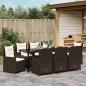 Preview: 9-teiliges Garten Essset Braun Poly-Rattan, Gartentisch Schwarz 200x80x73 cm Sicherheitsglas