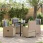 Preview: ARDEBO.de - 5-teilige Garten Essgruppe Beige Poly Rattan, Gartentisch Schwarz 80x80x73 cm Sicherheitsglas