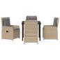 Preview: 5-teilige Garten Essgruppe Beige Poly Rattan, Gartentisch Schwarz 80x80x73 cm Sicherheitsglas