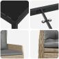 Preview: 5-teilige Garten Essgruppe Beige Poly Rattan, Gartentisch Schwarz 80x80x73 cm Sicherheitsglas