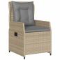 Preview: 5-teiliges Garten Essset Beige Poly-Rattan, Gartentisch Schwarz 160x80x73 cm ohne Sicherheitsglas
