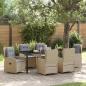 Preview: ARDEBO.de - Garten Essgruppe 7 stk. Beige und Hellgrau Poly-Rattan