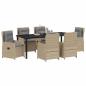 Preview: Garten Essgruppe 7 stk. Beige und Hellgrau Poly-Rattan