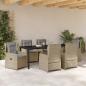 Preview: Garten Essgruppe 7 stk. Beige und Hellgrau Poly-Rattan